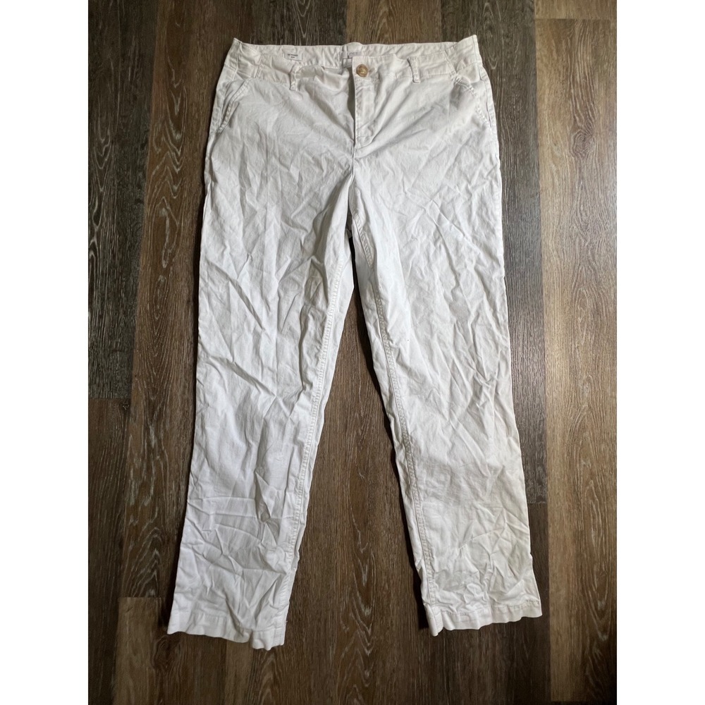 LOFT The Monroe Slim Pants Womens 14 White Chino Trousers Cotton Blend Casual